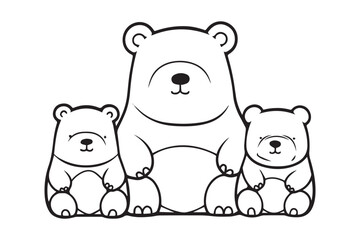 Cute Bear Coloring Pages, Kids Coloring Book, Bear Vector Character Illustration