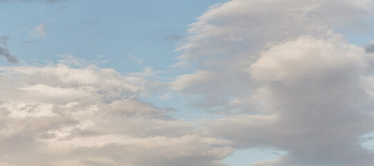 Cumulus cloud in sunny day, clear sky background, banner