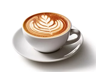 Foto op Plexiglas Generative ai illustration of cup of cappuccino with latte art © pbombaert