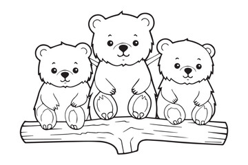 Cute Bear Coloring Pages, Kids Coloring Book, Bear Vector Character Illustration