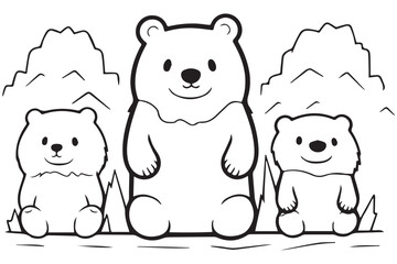 Cute Bear Coloring Pages, Kids Coloring Book, Bear Vector Character Illustration