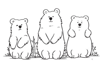 Cute Bear Coloring Pages, Kids Coloring Book, Bear Vector Character Illustration
