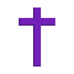 Vector illustration of the purple cemetery cross. Halloween spooky symbol