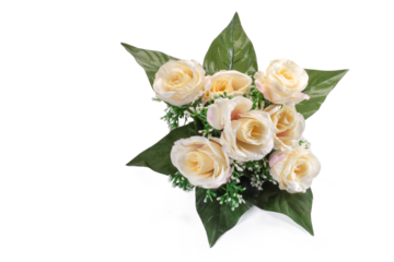 bouquet of white artificial roses, png file