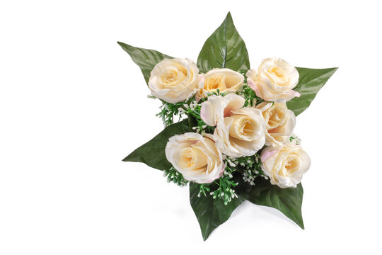 bouquet of white artificial roses, png file