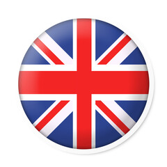 United kingdom circle flag design with white frame and shadow effect square round flag of UK file format png