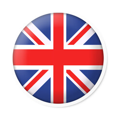 Obraz premium United kingdom circle flag design with white frame and shadow effect square round flag of UK file format png