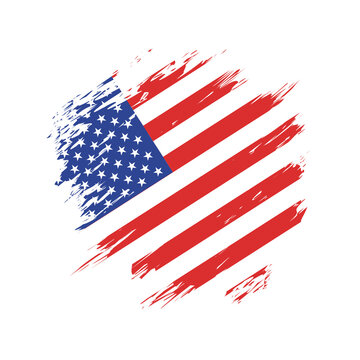 brush flag United States transparent background, usa brush watercolour flag design template element