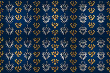 Seamless pattern with interesting doodles on colorfil background. Pano. Raster illustration.