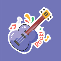 Customizable hand drawn vector of guitar in modern style, music instrument