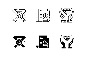 Boxy Icons - Line icons about finance, e-commerce, business, ribbon, documents, diamond