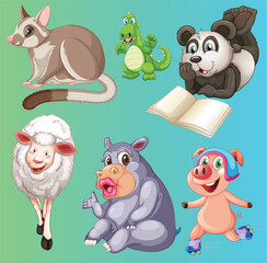 set of funny animals