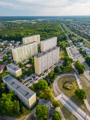 Old post-communism skyscrapers in Pabianice city - Poland 