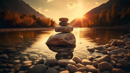 Zen stones in the water, Generative AI