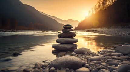 Zen stones in the water, Generative AI