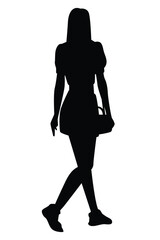 Woman silhouette vector on white background ,people in black and white, illustration for creative content.