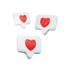 Concept of social networks. Like and Heart icon. 3D Render