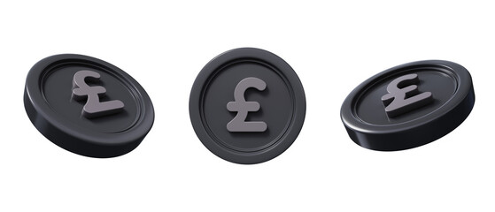 Pound sterling coins 3D icons set. Growth, income, savings, investment, wealth.