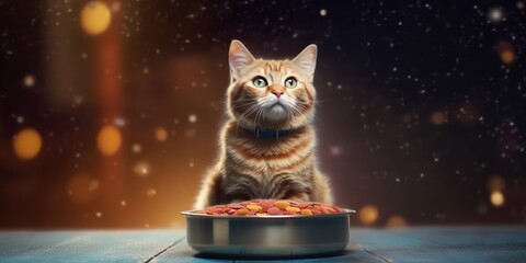 AI Generated. AI Generative. Cat pet animal food meal promotion. Marketing shop store. Graphic Art - obrazy, fototapety, plakaty