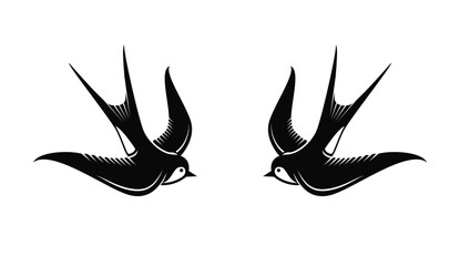 classic birds twin swallows tattoo