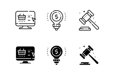 Boxy Icons - Line icons about finance, e-commerce, business, bulb, mallet, website, shop