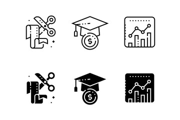 Boxy Icons - Line icons about finance, e-commerce, graduate, diamond