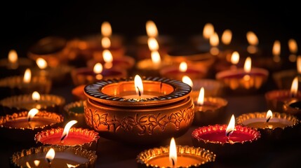 Diwali diya or oil lamp isolated, festival of lights, Generative ai
