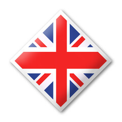Obraz premium United kingdom flag square design with white frame and shadow effect square round flag of UK