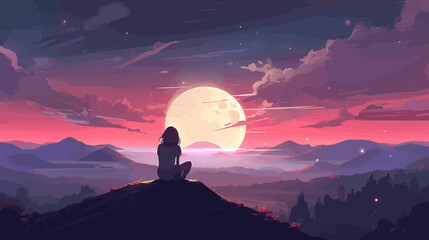 silhouette of a person on a mountain