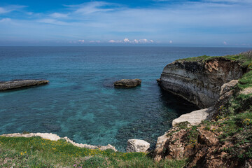 Fototapeta premium Cliffs over the Adriatic sea in Puglia at Italy