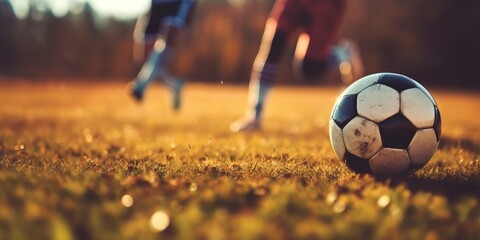 AI Generated. AI Generative. Soccer football ball foot kick motion game sport fit competition photo illustration. Graphic Art