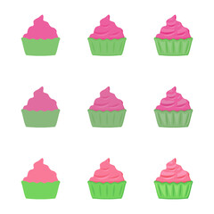 A vector drawn cupcake illustration with various colors and amount of details