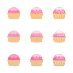 A vector drawn cupcake illustration with various colors and amount of details