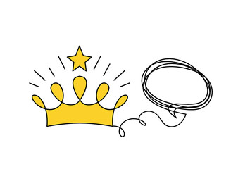 Abstract color crown with comment as line drawing on white