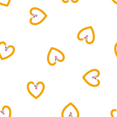 Pencils heart shaped doodle seamless pattern. Stationery print, back to school, education concept. Vector illustration isolated on white background