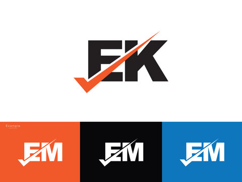 Checkmark Running ek e&k e k Business Logo Icon Vector