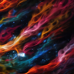Obraz premium nebula sky stars cosmos red blue orange
