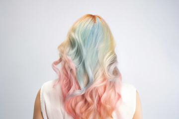 Naklejka premium Long pastel colored hair. Generative AI illustration