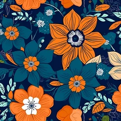 Möbelaufkleber seamless floral background, spring, leaf, textile, AI generated © Dostain