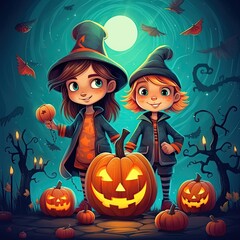 An illustration of Children's Halloween , AI Generated