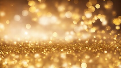 Abstract luxury swirling gold background with gold particle. Christmas Golden light shine particles bokeh on dark background. Gold foil texture. Holiday concept, generative ai - obrazy, fototapety, plakaty