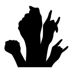 A Vector of Raised Hand Gesture Silhouette
