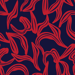 Red Tropical Leaf Seamless Pattern Design