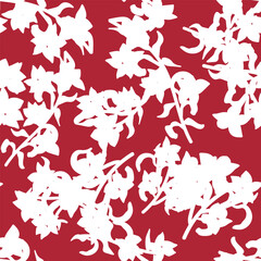 Red Oriental Floral Seamless Pattern Design Background