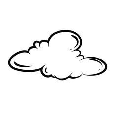Vector Hand Drawn Cloud Isolated on White Background. Cartoon cloud in retro style. Clouds Set in Hand Drawn Vintage Retro Style Cartoon Clouds design elements. Engraving Style illustrations.