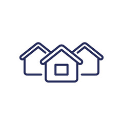 neighbourhood, houses line icon on white