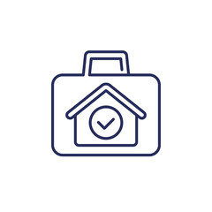 real estate portfolio line icon with a house and briefcase