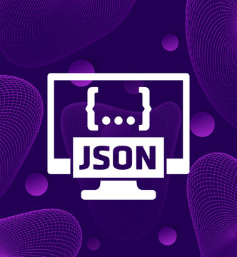 JSON icon with a computer, vector