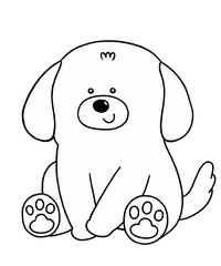 Cute dog line for coloring