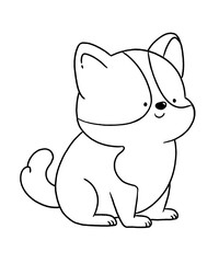 Cute dog line for coloring